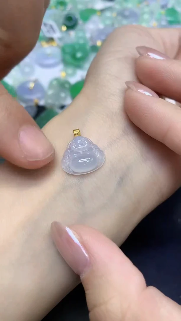 颈饰18K金镶嵌翡翠天然缅甸翡翠A货百元以上9元证书费自理