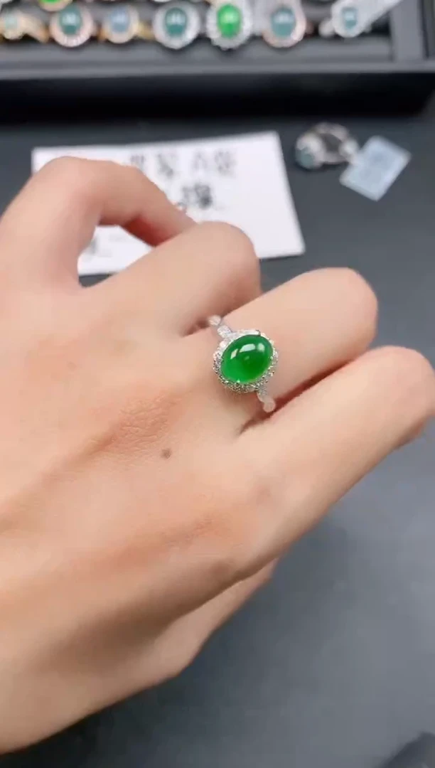银S925镶嵌戒指翡翠111