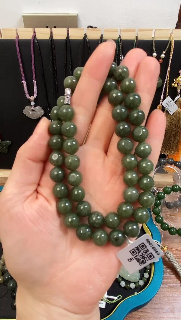 颈饰未镶嵌和田玉青玉10mm项链