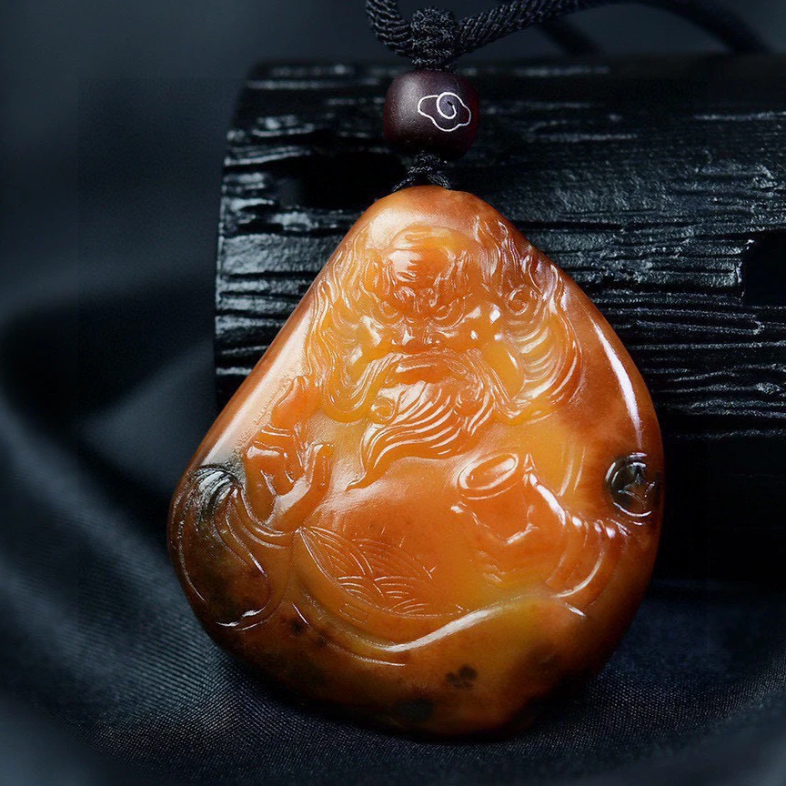 和田玉黄沁钟馗降魔 玉坠 挂件