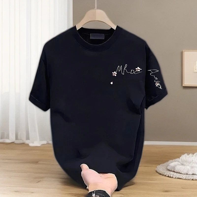 仓石一树潮牌简约短袖T恤男2025新款百搭轻奢感休闲圆领宽松上衣