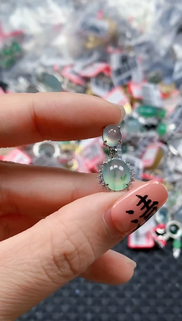 银S925镶嵌戒指翡翠天然A货缅甸翡翠