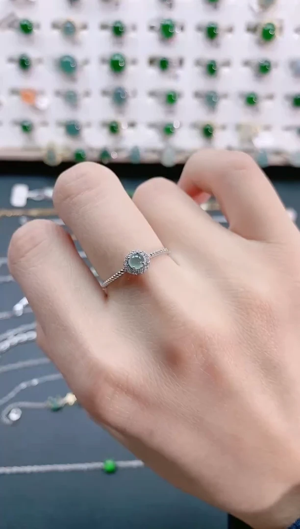 【闪购商品】翡翠戒指银S925镶嵌天然翡翠