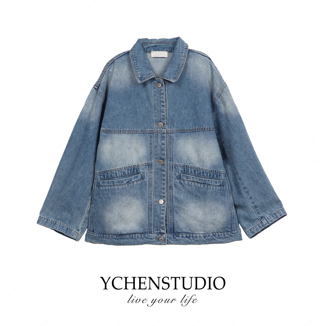 YC 【飘飘】春新款牛仔复古做旧百搭牛仔外套X25431
