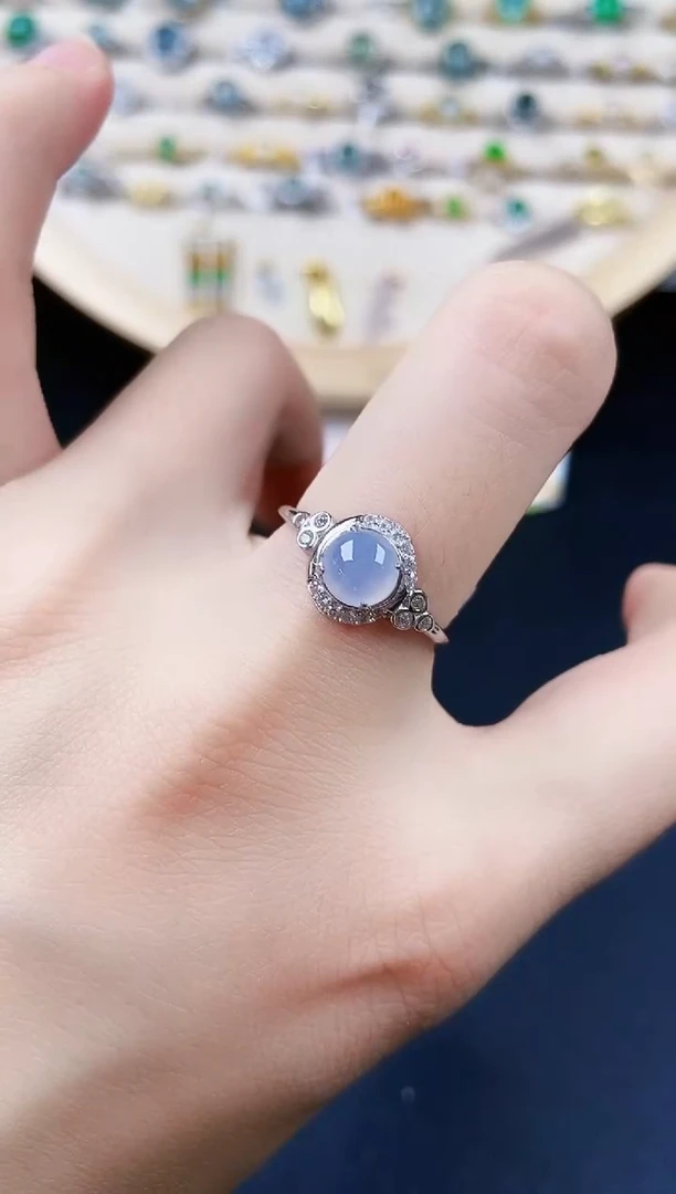 翡翠银S925镶嵌戒指4456456