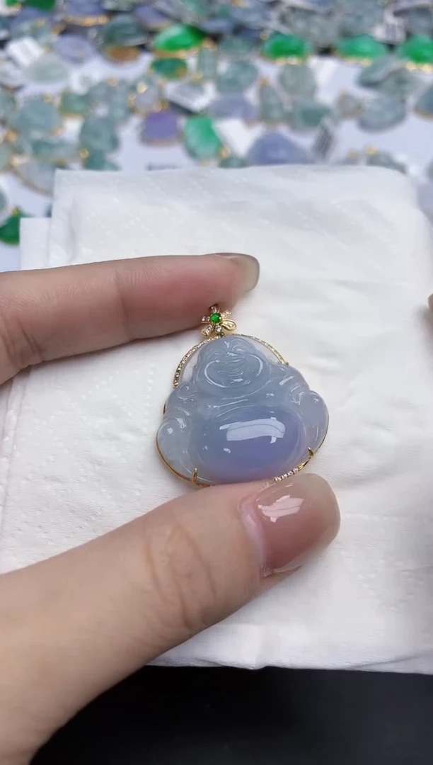【闪购商品】翡翠颈饰18K金镶嵌天然缅甸翡翠A货