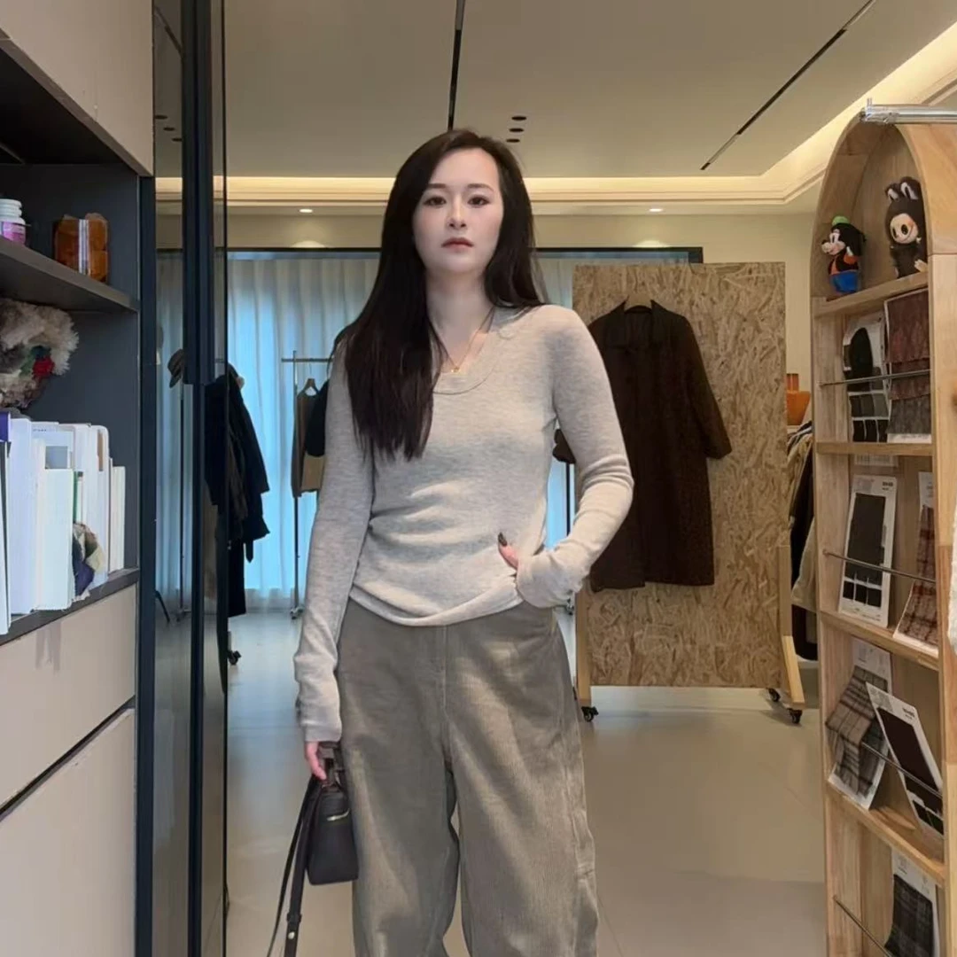 秋冬打底衫新款百搭上衣简约修身长袖T恤女#1115