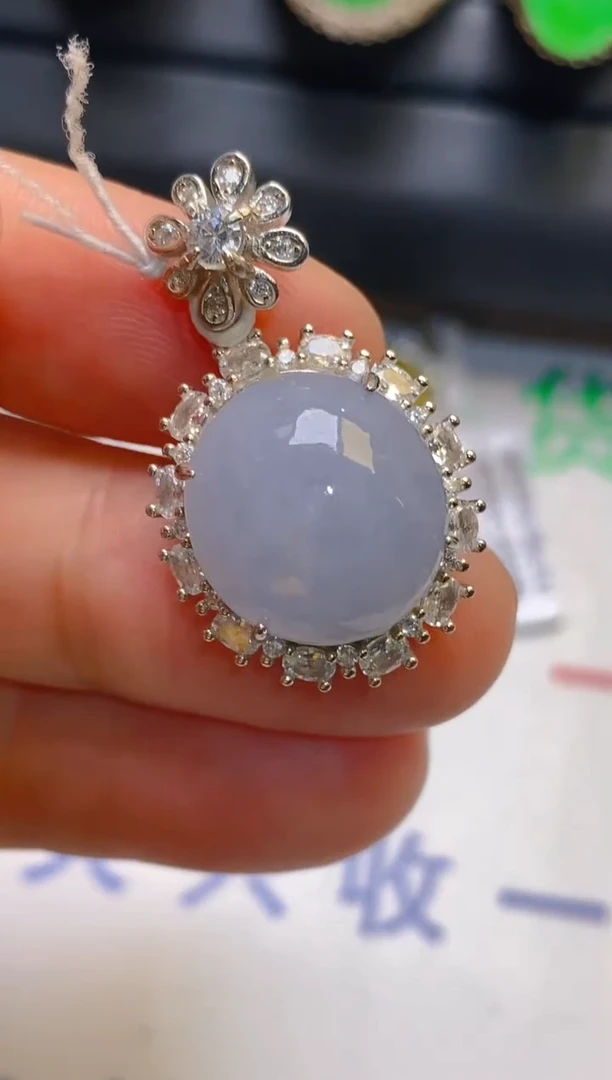 【闪购商品】翡翠耳饰银S925镶嵌天然A货翡翠1