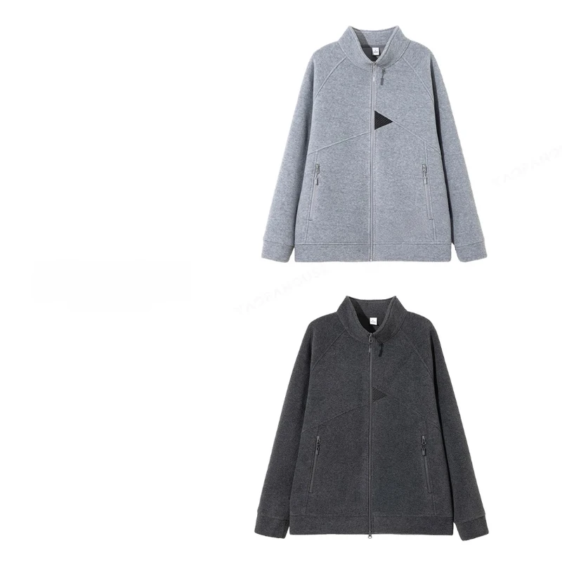 秋冬季新款3.0版双面摇粒绒立领拉链外套男女款立领夹克外套2589