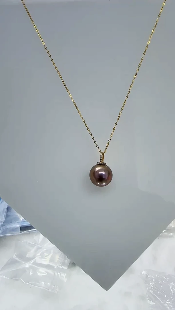 18K金镶嵌淡水珍珠DA a191 紫珠12-13