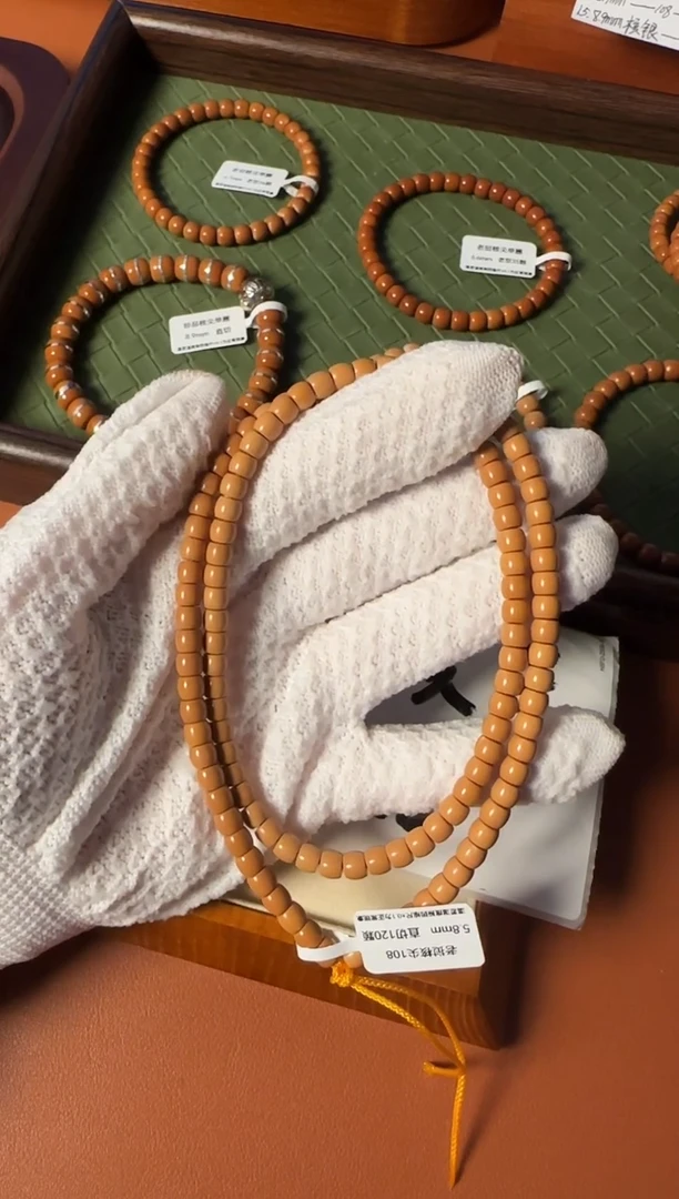 手串橄榄核5.8mm SS级老挝核尖直切108 三花 高油高密精工归圆