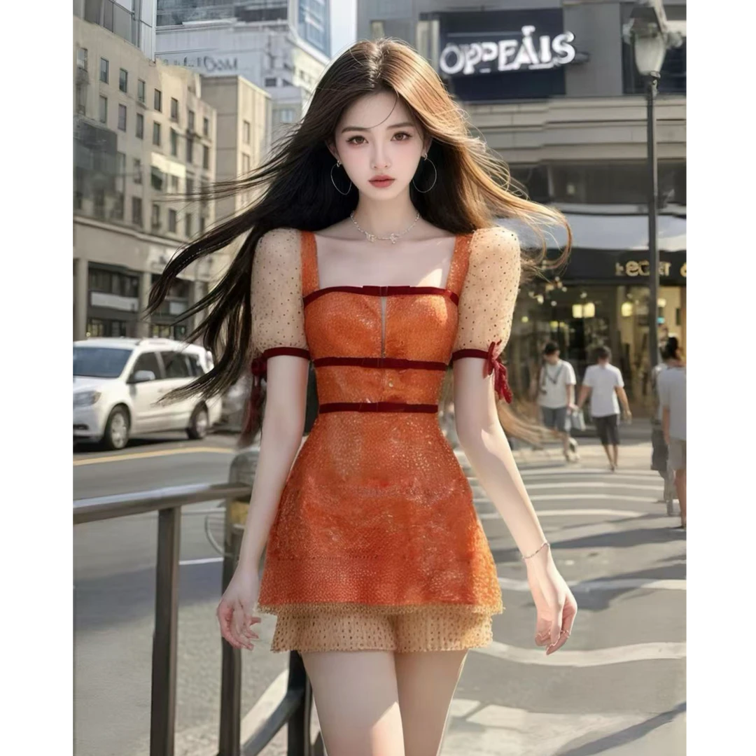 千金小众设计感新款辣妹纯欲连衣裙甜美小清新个性温柔短款氛围感