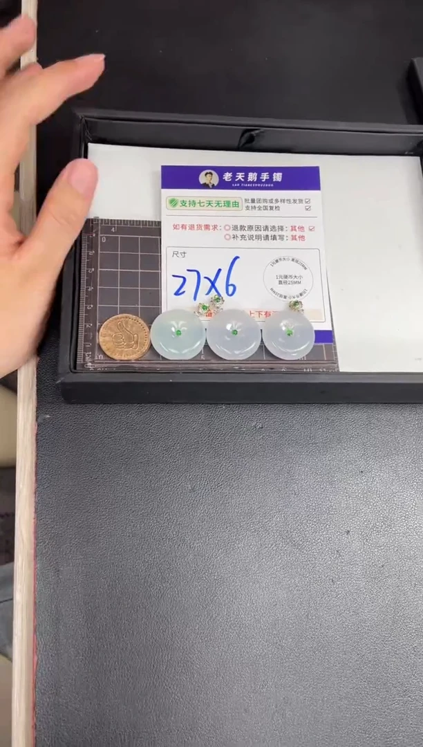 翡翠挂件18K金镶嵌白平安扣FL21/多样性发其一CP配绳