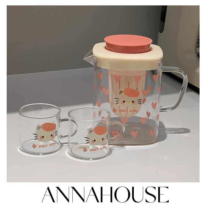 ANNAHOUSE冷水壶夏季玻璃新款凉水杯耐高温家用带盖茶水HD