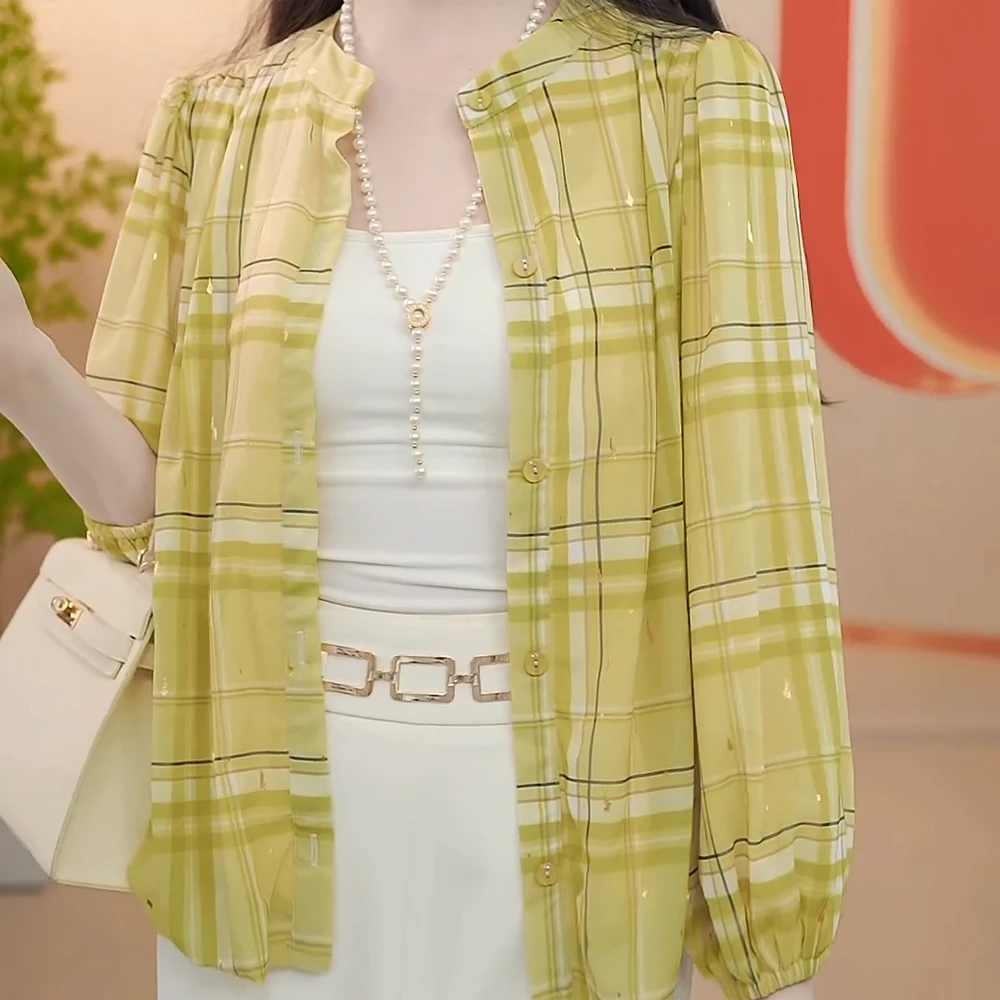 格子衬衫女2025春季新款时尚洋气减龄设计感复古休闲外穿开衫上衣