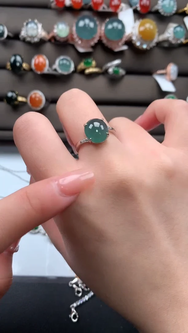 【闪购商品】翡翠戒指银S925镶嵌6151