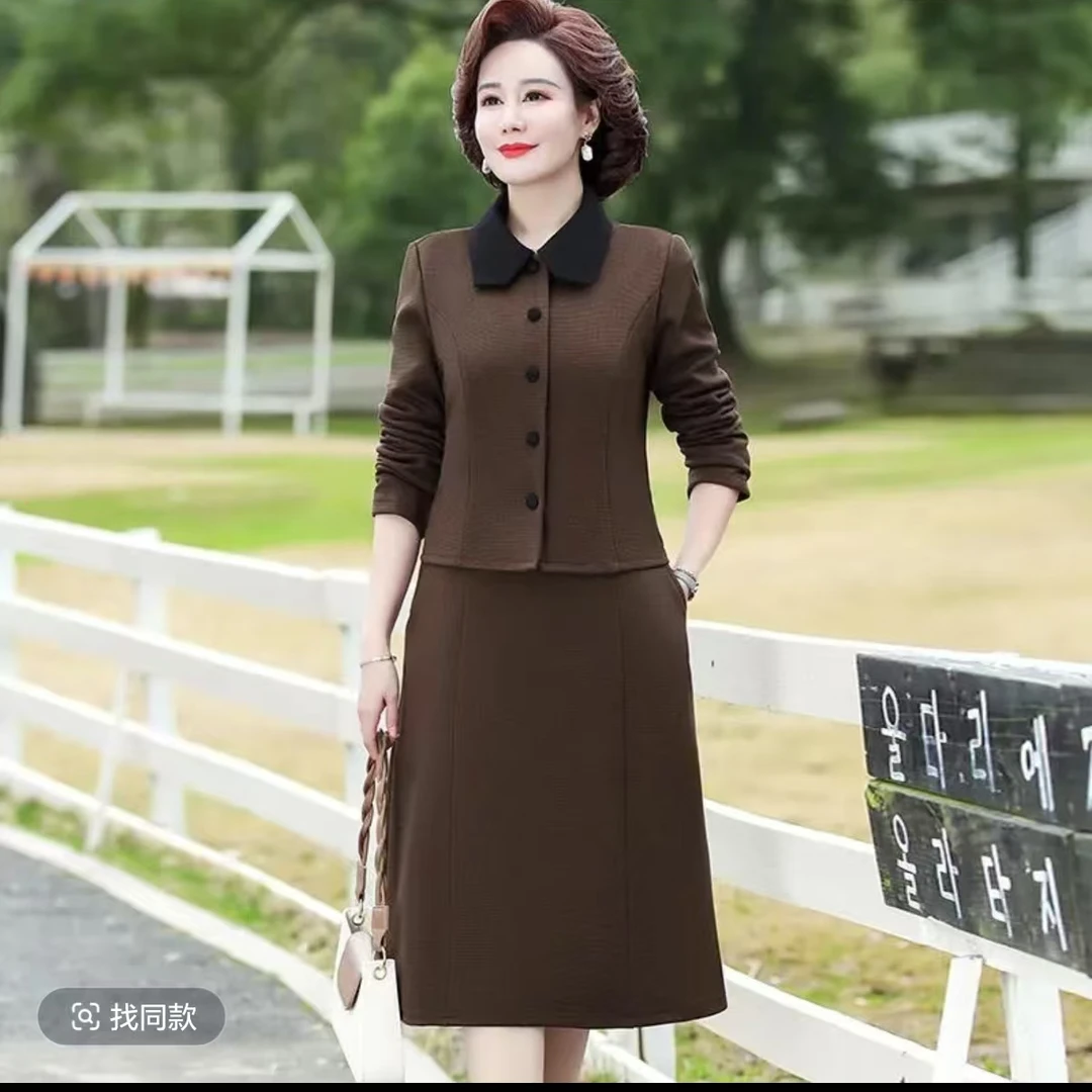 8106妈妈装洋气连衣裙新款气质时尚女装假两件裙子新仓库15-2-1