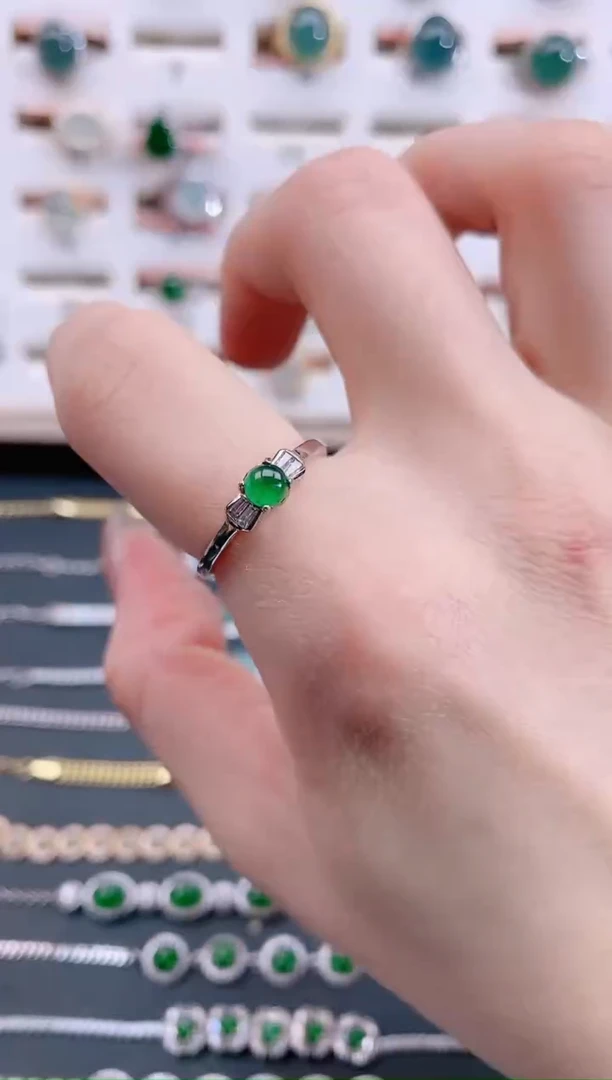银S925镶嵌戒指翡翠天然翡翠