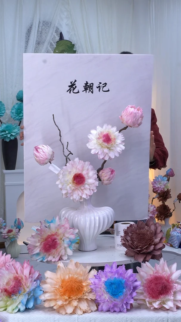 龙枣支洋蓟桃夭【带花瓶】