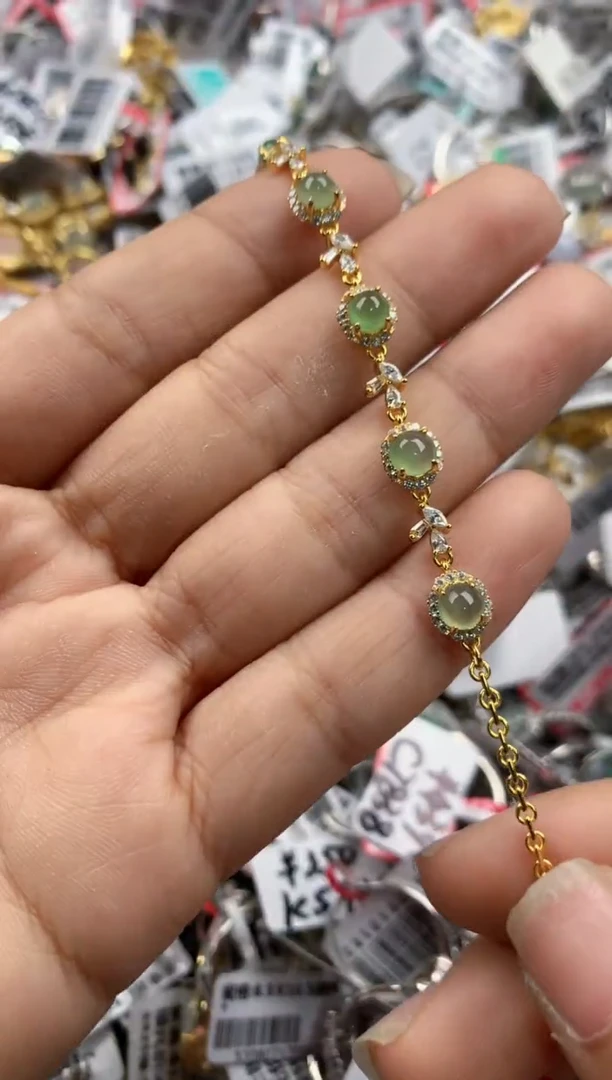 银S925镶嵌戒指翡翠5555----9