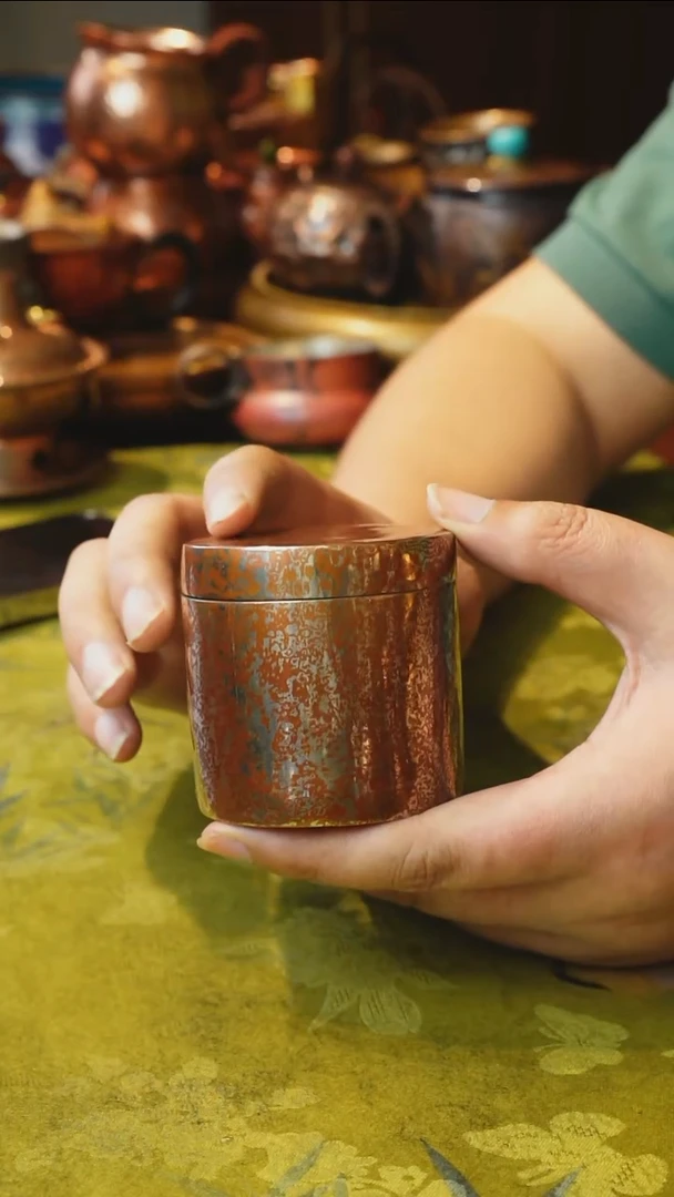 木纹金茶叶罐冲之雅器
