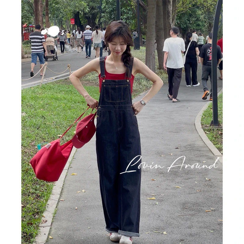 WANZI-9125-小个子牛仔背带裤女夏季薄款连体裤显瘦阔腿