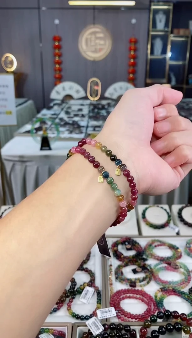 未镶嵌老矿碧玺单圈手串5mm+碧玺xion多样性发一条