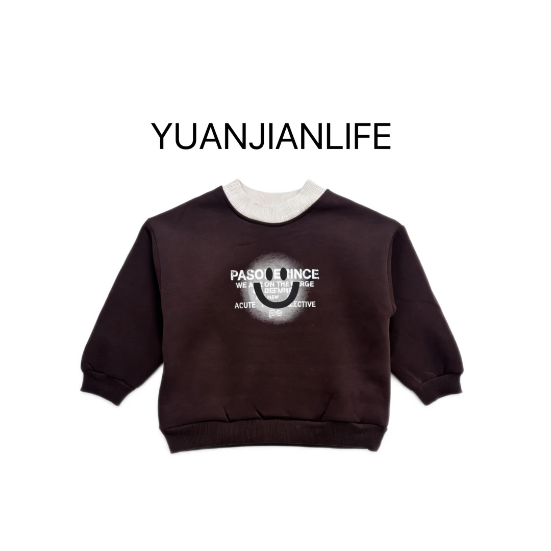 儿童笑脸印花加绒卫衣