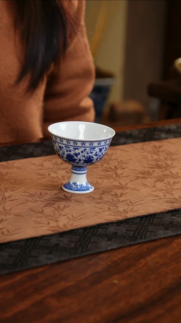 【闪购商品】杯子YS满工高足缠枝杯