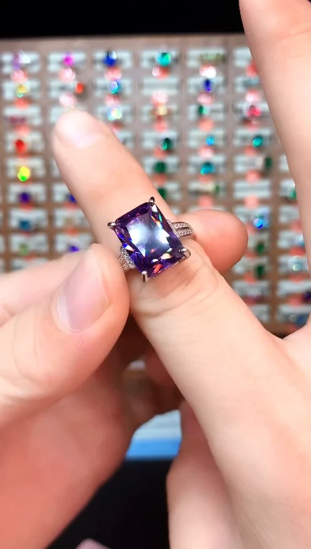 银S925镶嵌戒指紫晶......