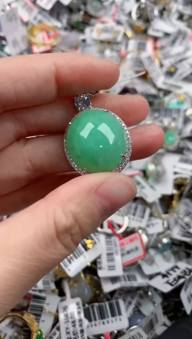 银S925镶嵌戒指翡翠11    9