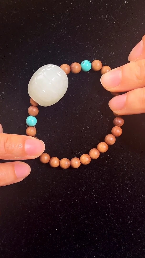 未镶嵌手串和田玉（白玉）新疆且末白玉龟背