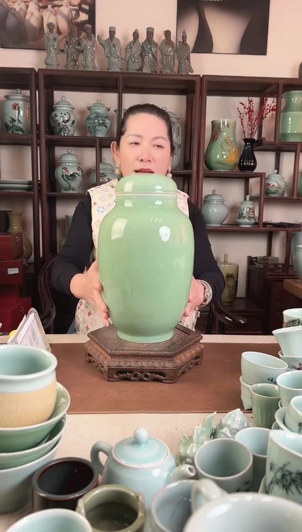 纯手工 梅青 盖罐L
