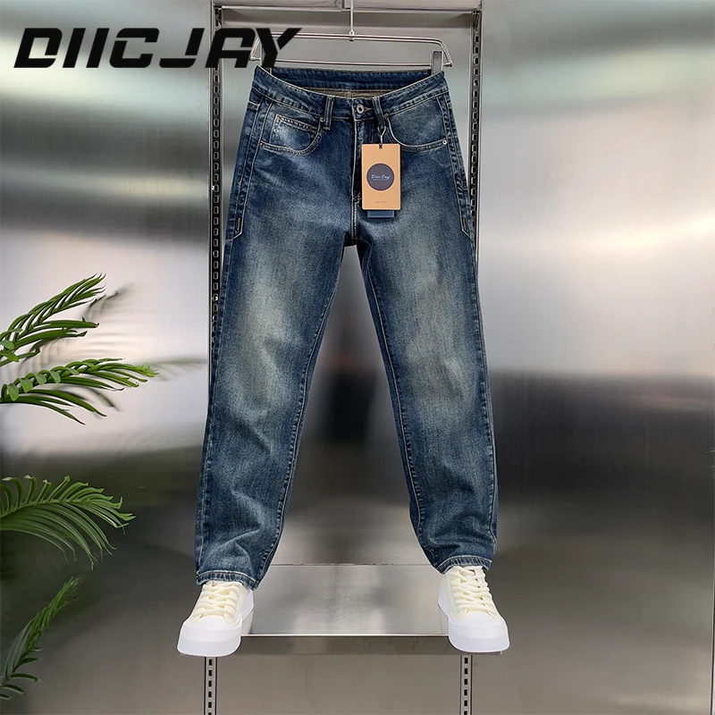 DIIC JAY/狄杰春款牛仔裤男复古水洗弹力直筒宽松简约休闲阔腿裤