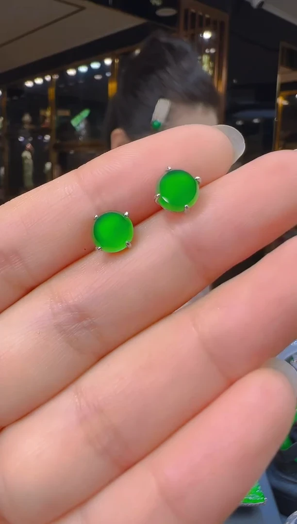 翡翠银S925镶嵌耳饰005（多样性发其一）