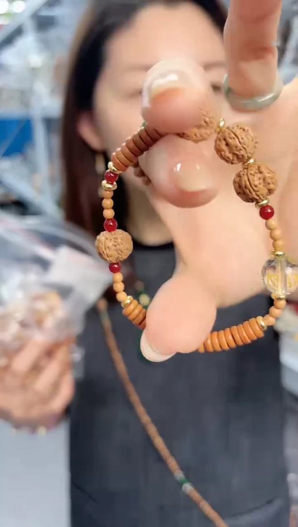 【闪购商品】橄榄核手串合金DIY金刚六字水晶单圈