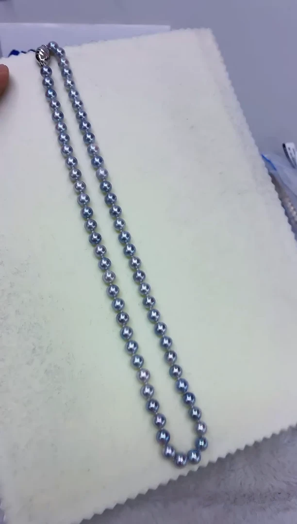 未镶嵌DA海水珍珠灰珠串链6-7 y687