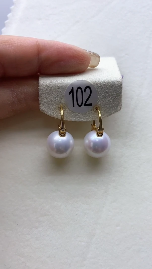 银S925镶嵌淡水珍珠耳饰茶壶耳扣金