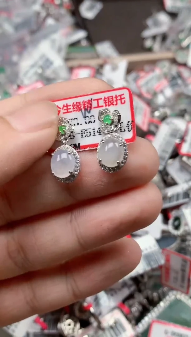 银S925镶嵌戒指翡翠天然A货缅甸翡翠