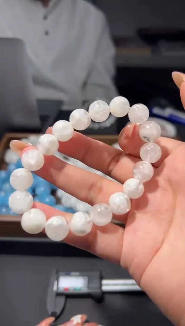 未镶嵌手链水晶11mm婚纱白幽灵手串