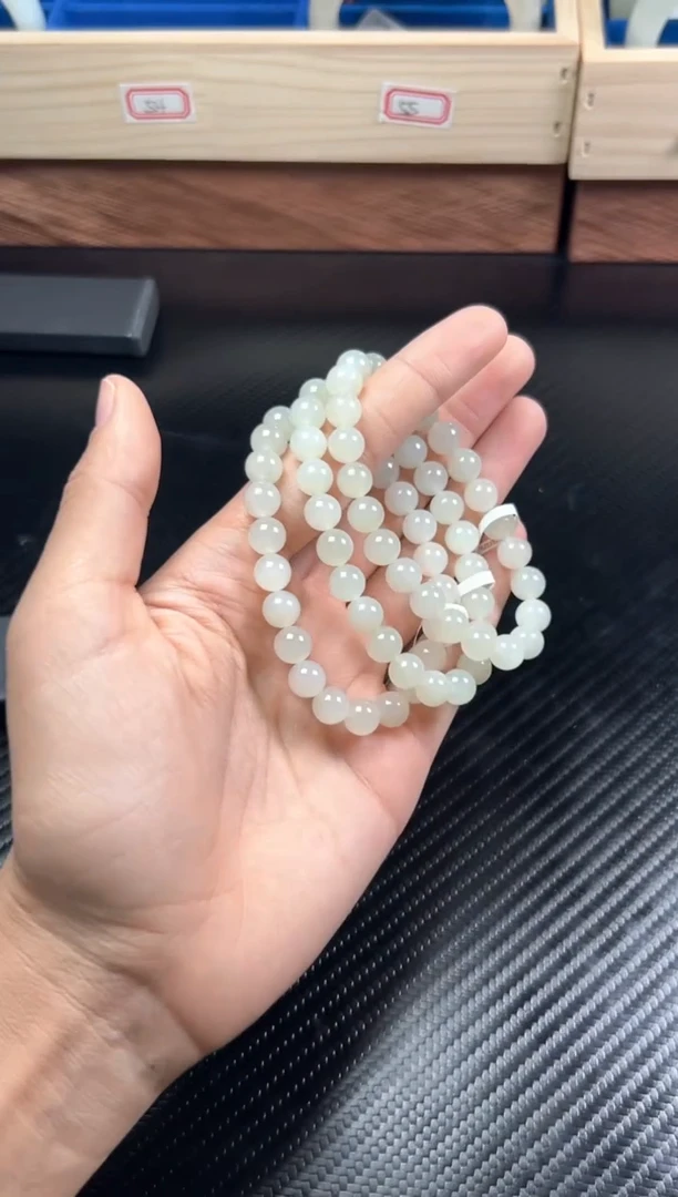 未镶嵌手串和田玉于田微色差卡8j 多样性拍一发一