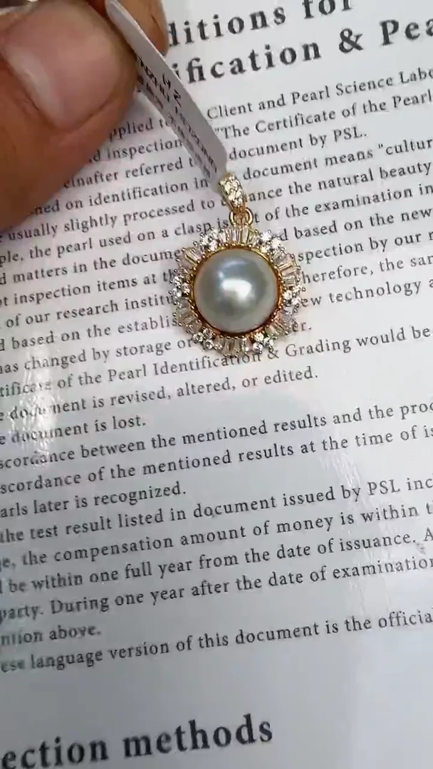 颈饰银S925镶嵌海水珍珠吊坠