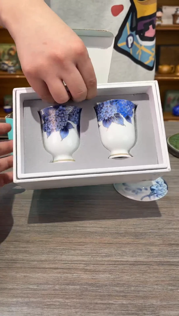 【闪购商品】蓝花对杯茶具茶具