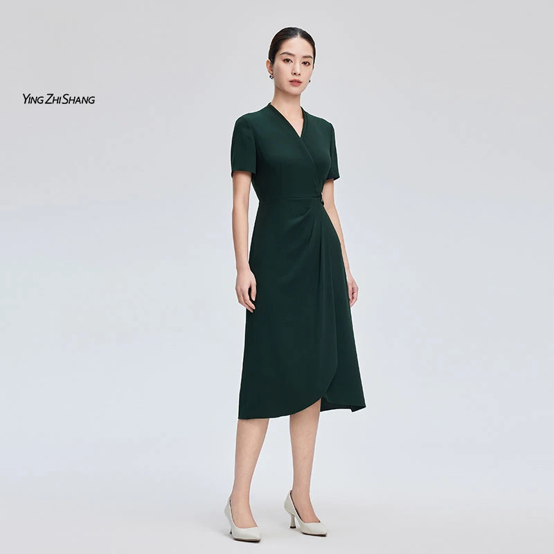 赢智尚云杉绿连衣裙2024春新款女装连衣裙ZF02742