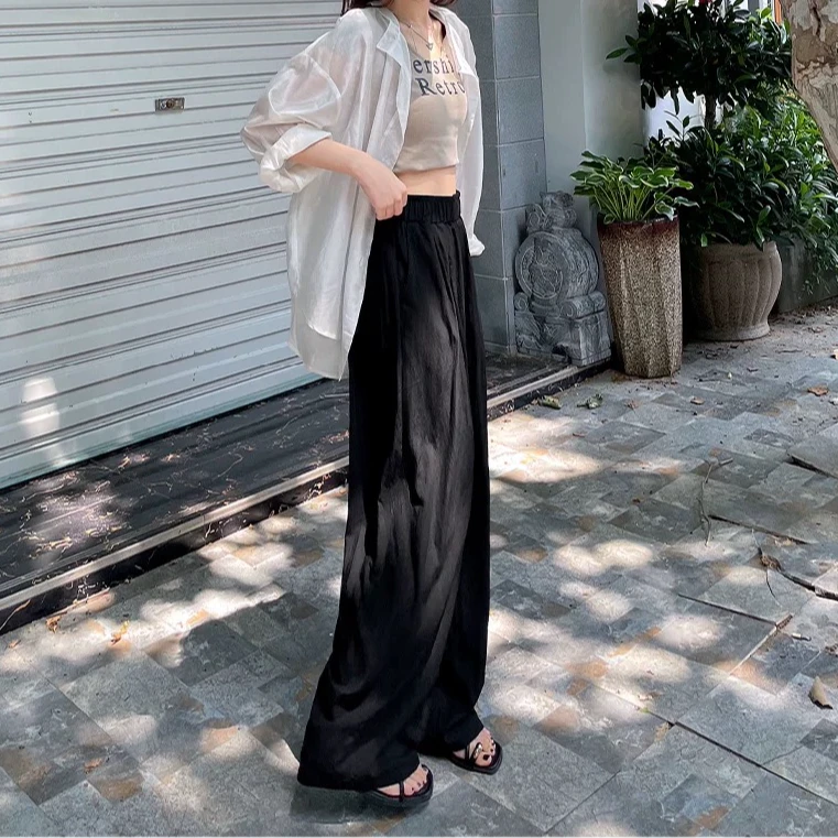 新款夏季超薄（莱赛尔山本裤）百搭冰凉垂感显瘦遮肉阔腿凉感山本裤