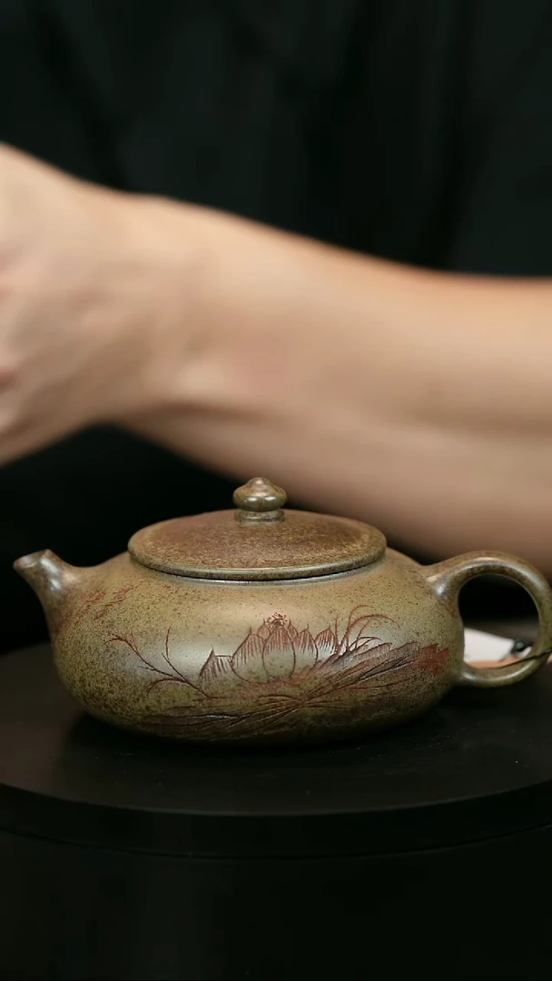 茶壶紫砂走****࿐H2028李琴柴烧莲花寒江