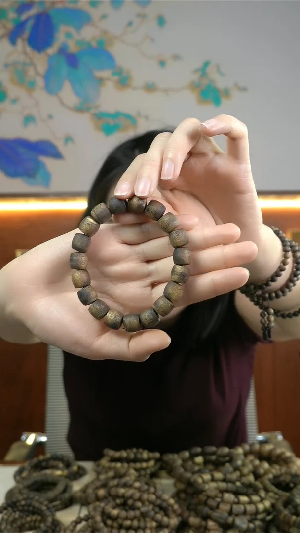 手串沉香木莺歌绿奇楠沉香鼓珠11mm（12克）手串