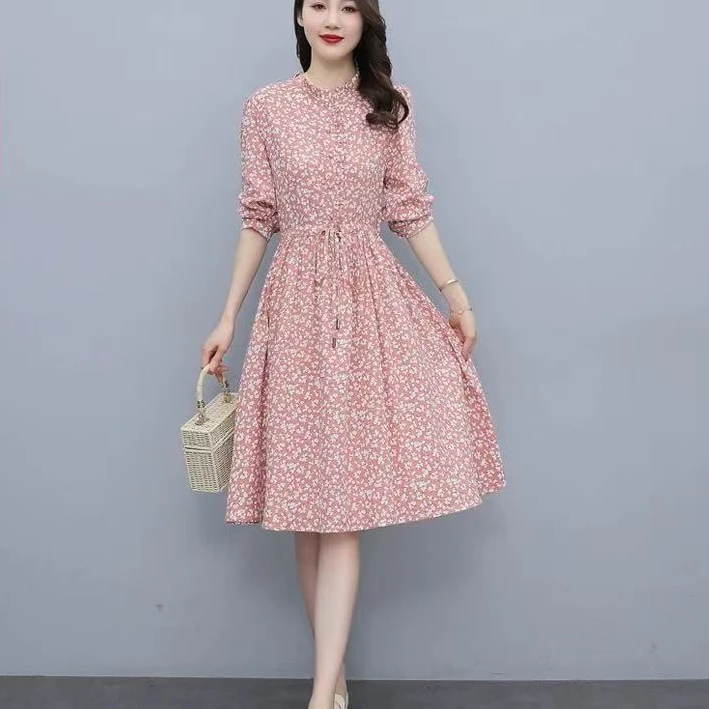 6456 连衣裙女2025年春秋新款女装高端碎花减龄显瘦裙子