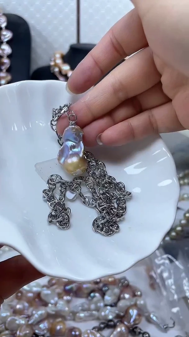 未镶嵌淡水珍珠项链【纯恬巴洛克饰品】