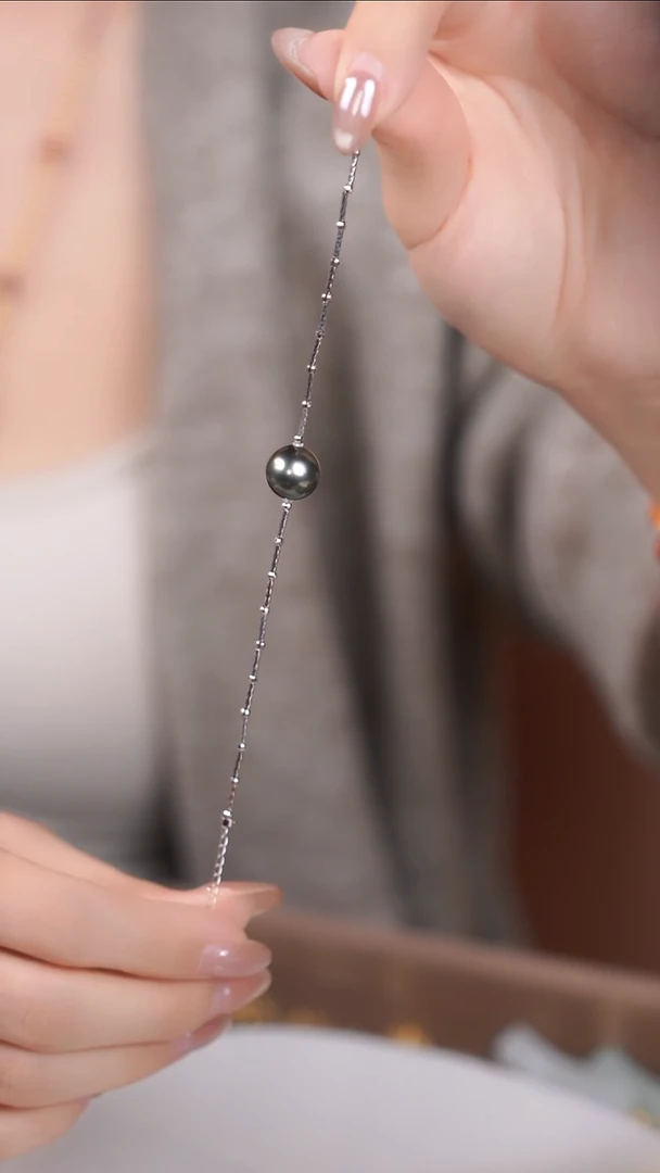 18K金镶嵌手绳海水珍珠@